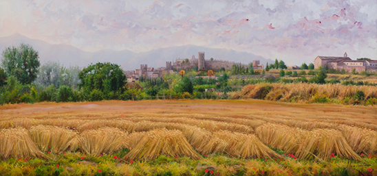 EL BLAT DAURAT DE LES NOSTRES MURALLES. OLI SOBRE LLENÇ. 130 X 60 cm.