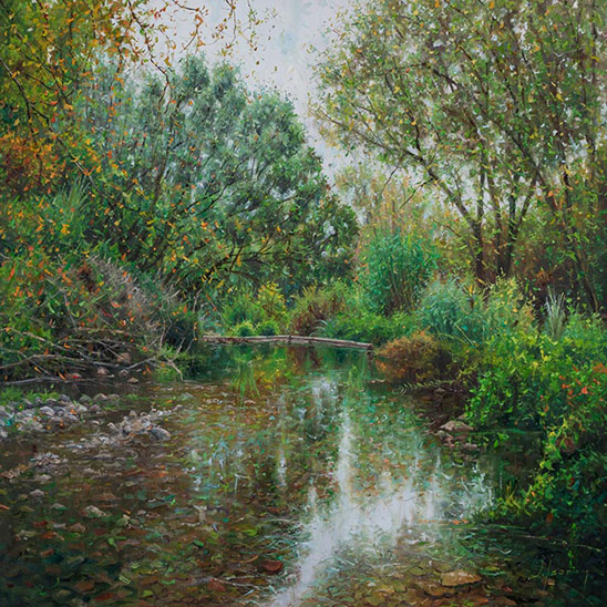 TRANSPARÈNCIES D’OCTUBRE. OLI SOBRE LLENÇ. 65 X 65 cm.